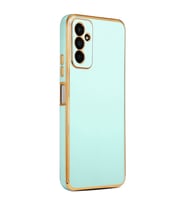 Galaxy M13 Kılıf Zore Bark Kenarları Altın Renk Kılıf (Açık Mavi)