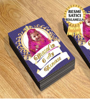 6 Ay Kınası Temalı Kişiye Özel Resimli Doğum Günü Magneti  8x6 Cm 10 Adet (Lacivert)