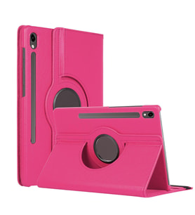 Microsonic Samsung Galaxy Tab S9 X710 Kılıf 360 Rotating Stand Deri Siyah (Koyu Pembe)