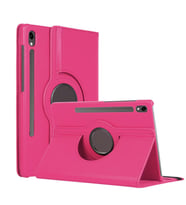 Microsonic Samsung Galaxy Tab S9 X710 Kılıf 360 Rotating Stand Deri Siyah (Koyu Pembe)