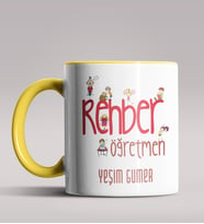 Kişiye Özel Rehber Öğretmen Tasarımlı Siyah Renk Kupa Bardak 3 (Sarı)