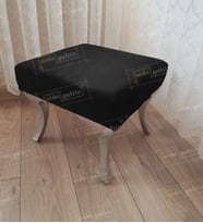 Ayak Ucu Kapı Önü Antre Düz Bench Puf Gümüş Ayak (Siyah)