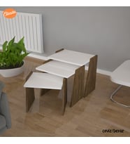 Modilayn 3 lu Zigon Sehpa Takımı Sunum Sehpa (Ceviz)