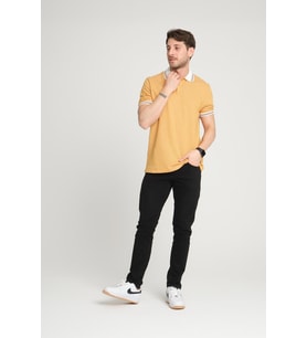 ALEXANDERGARDI ÇİZGİLİ POLO YAKA T-SHİRT (E21-8500) (Hardal)