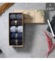 Bambu Erkek Çorap Klasik Soket Düz Uzun Yazlık Dikişsiz 5'li Kutulu Premium Set (Model 3)