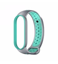 Xiaomi Mi Band 3 / 4 Kordon Delikli Spor Kordon (Gri - Mavi)