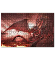 Cakapuzzle Alevler İçindeki Gemi ve Ejderha  Puzzle Yapboz MDF (Ahşap) (1000 Parça)