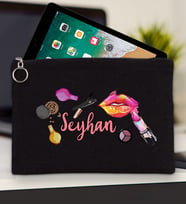 BK Gift Kişiye Özel İsimli-4 Tablet Çantası 30x21cm(12 Renk Seçeneği), Ipad Çantası, Baskılı Tablet Kılıfı (Siyah)