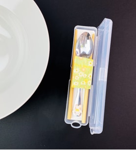 Kutulu chopstick Ve Kaşık Set (Beyaz)