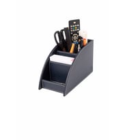Masaüstü Deri Kalemlik Kumandalık Organizer 4 Gözlü Desktop Organizer Rainbow Vegan 10x21,5x12,5 cm (Lacivert)