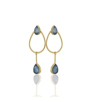 Kadir Jewellery 22 Ayar Altın Kaplama Kadın Sallantılı Küpe -El İşçiliği Ve Hipoalerjenik Küpe-E85 (Gece Mavisi)