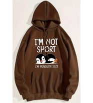 I'm Not Short Baskılı Unisex Oversize Sweatshirt (Kahverengi)