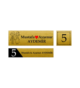 Kişiye Özel Kapı İsimliği Kapı Numarası & Posta Kutusu İsimliği Gümüş Model 4 (Gold)