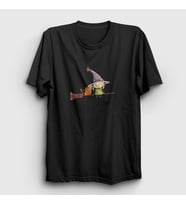 Presmono Unisex Beyaz Cat And Witch Kedi T-Shirt 287430tt (Siyah)