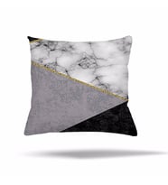 Geometrik Kaplumbağa Mermer Desen Gizli Fermuarlı Yastık Kılıfı Kırlent Kılıfı Koltuk Yastık Kılıfı  (Siyah-Gümüş) (Siyah - Gümüş)