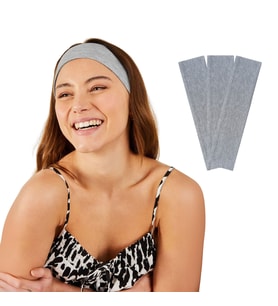 3'lü Spor Saç Bantları - Elastik Kaymaz İnce Saç Ter Kafa Bandı Bandana, Kadın & Erkek Koşu Fitness Yoga Pilates Makyaj Yüz Yıkama Atletik Egzersiz Saç Bandı (GRİ MELANJ )