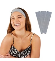 3'lü Spor Saç Bantları - Elastik Kaymaz İnce Saç Ter Kafa Bandı Bandana, Kadın & Erkek Koşu Fitness Yoga Pilates Makyaj Yüz Yıkama Atletik Egzersiz Saç Bandı (GRİ MELANJ ) (Grimelanj)