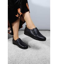 FAST STEP Hakiki Deri Kadın Casual Ayakkabı 881ZA1085 (Siyah)