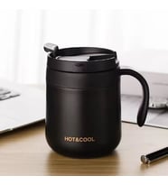 350ml Taşınabilir Paslanmaz Çelik Hoot&Cool Meşrubat Termos Bardak (Siyah)