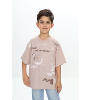 Toontoy Erkek Çocuk Grafiti Baskılı Tişört (Bej)