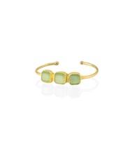 Kadir Jewellery 22 Ayar Altın Kaplama Zirkon Taşlı Ayarlanabilir Trend Bilezik (Açık Yeşil)