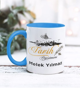 Tarih Öğretmeni Tasarımlı Kişiye Özel Kupa Bardak (Mavi)