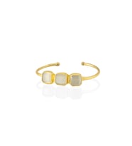 Kadir Jewellery 22 Ayar Altın Kaplama Zirkon Taşlı Ayarlanabilir Trend Bilezik (Beyaz)