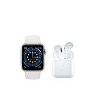Tüm Akıllı Telefonlarla Uyumlu Smart Watch 6 Series W8 Kolay Kurulumlu Akıllı Saat + Pro 5 Kablosuz Bluetooth Kulaklık İkili Paket (Beyaz)