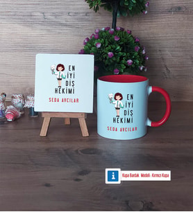 En İyi Diş Hekimi Dekoratif Taş, Kupa Bardak Kırmızı Hediye (Model 1)