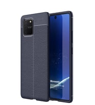 Microsonic Samsung Galaxy S10 Lite Kılıf Deri Dokulu Silikon (Lacivert)