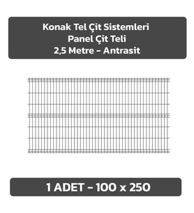 KONAK TEL ÇİT SİSTEMLERİ 1 ADET PANEL ÇİT TELİ 100X250 CM (Antrasit)