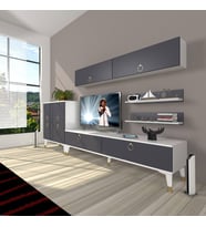Decoraktiv Eko 6Y Mdf Std Gold Tv Ünitesi Tv Sehpası (Beyaz - Antrasit)