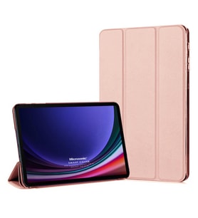Microsonic Samsung Galaxy Tab S9 X710 Kılıf Slim Translucent Back Smart Cover Siyah (Rose)