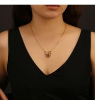 14 Ayar Gerçek Altın Kaplama Gümüş Kalpli Ağ Kolye (Gümüş)