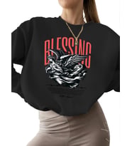 Sweatshirt Nimet sokak giyimi Baskılı bisiklet yaka Bej Sweatshirt kadın erkek unisex 3 iplik (Siyah)