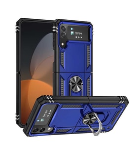 Samsung Galaxy Z Flip 4 Kılıf Yüzüklü Zırh Tank Vega (Mavi)