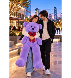 Büyük Boy 160 Papyonlu Peluş Ayı - Hediye İçin İdeal (Lila)