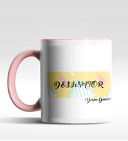 Kişiye Özel Desinatör Tasarımlı Siyah Kupa (Beyaz-Pembe)
