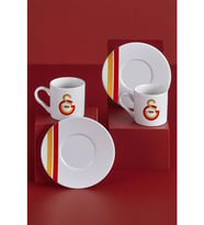 LİSANSLI GALATASARAY 2 KİŞİLİK PORSELEN TÜRK KAHVESİ FİNCAN TAKIMI (Kırmızı)