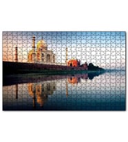 Cakapuzzle Tac Mahal ve Durgun Sudaki Aksi Puzzle Yapboz MDF (Ahşap) (500 Parça)