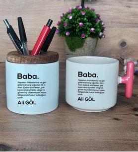 Baba Hediye Sepeti Kupa Bardak T Kulplu, Kalemlik Hediyeleri Babaya Babalar Günü Hediyesi (Model 4)