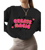 erkek kadın 3 iplik şardonlu bisiklet yaka Sweatshirt kalın unisex Bej Sweatshirt Şirin y2k (Siyah)