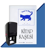 Kişiye Özel  Sevimli Kedi 9 Tarihli Kitap Kaşesi (Mavi)