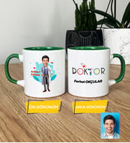 Doktor Hediye Kupa Bardak Erkek Doktora Tıp Bayramı Hediyesi (Yeşil)