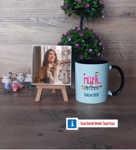 Müzik Öğretmeni Fotoğraflı Dekoratif Taş, Kupa Bardak Beyaz Hediye (Model 11)