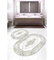 Dijital Baskılı Kaymaz Taban Yıkanabilir Oval 2'li Klozet Takımı Banyo Paspası NOKZ-HK-74 (Çok Renkli)