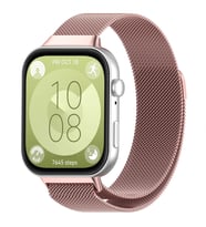 Huawei Watch Fit 3 Uyumlu Paslanmaz Hasır Örgü Metal Milano Kordon Strap (Rose)