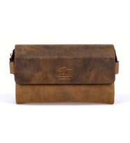 KANGAROO KINGDOM Hakiki Dana Deri Crazy Horse Koyu Yeşil Erkek El Portföy Clutch Çantası 9288-ZKY (Koyu Kamel)