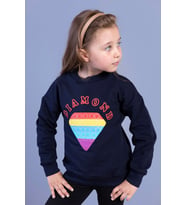 Toontoy Kız Çocuk Popıt Baskılı İçi Pamuklu Sweatshirt (Lacivert)