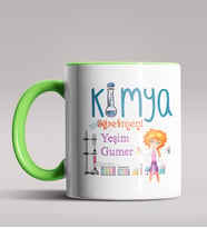 Kişiye Özel Kimya Öğretmeni Temalı Siyah Renk Kupa Bardak  (Yeşil)